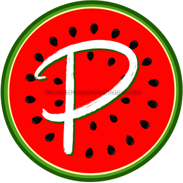 Personalized Watermelon Sign Initial Monogram Decoe-4086-Dh-Custom 18 Wood Round